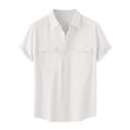 thumbnail image 1 of Luvrsol Big & Tall Men Linen Shirts Short Sleeve Collared Shirt Work Wear with Pocket, 4XL-5XL, 1 of 9