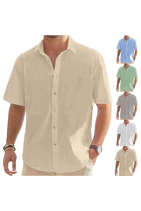 Big & Tall Men Shirts Casual Short Sleeve Collared Shirts for Men Beach Tops, M-5XL