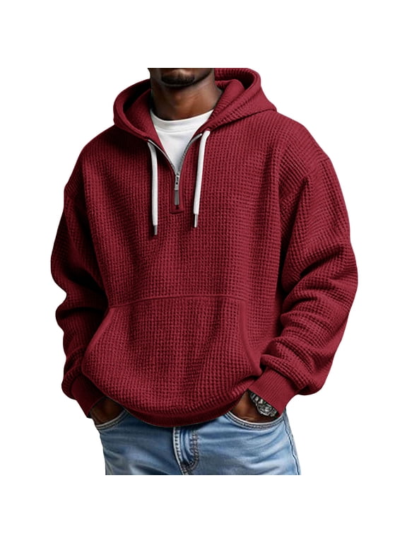 Big & Tall Men’s Athleisure Pullover Hoodie Solid Long Sleeve Basic Hooded Sweatshirt Top S-5XL
