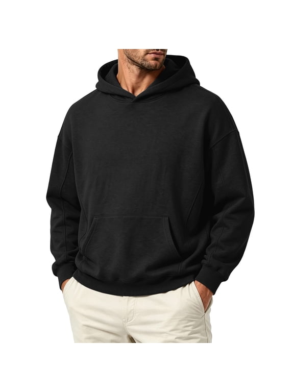 Big & Tall Men's Pullover Hoodie Casual Long‑Sleeve Hooded Sweatshirt with Kangaroo Pocket S-4XL