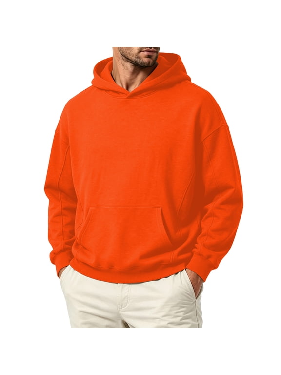 Big & Tall Men's Pullover Hoodie Casual Long‑Sleeve Hooded Sweatshirt with Kangaroo Pocket S-4XL