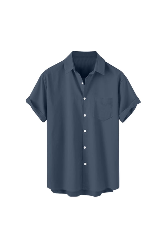 Big & Tall Men's Short Sleeve Button Down Shirt Relaxed Fit Business Casual, M-5XL
