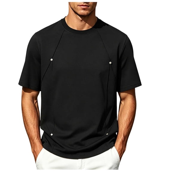 Luvrsol Big & Tall Mens T-Shirts Solid Crew Neck Basic Cotton Short Sleeve Tees Layering Shirts M-5XL
