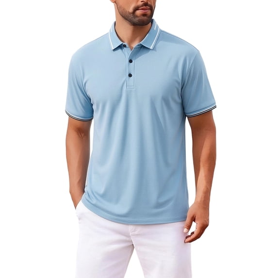 Luvrsol Big & Tall Mens Tshirts Solid Basic Short Sleeve Lapel Collar Cotton Casual Daily Tops M-4XL