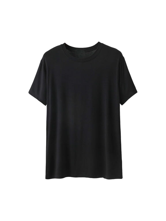 Big and Tall Men T Shirts Solid Cotton Tops Classic Crew Neck Short Sleeve Casual Basic Tee L-5XL