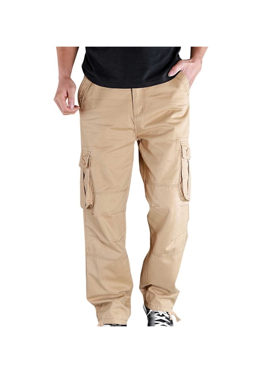 Big and Tall Men Windproof Ripstop Outdoor Cargo Pants Multi Secure Pockets Industrial Work Trousers XS-6XL