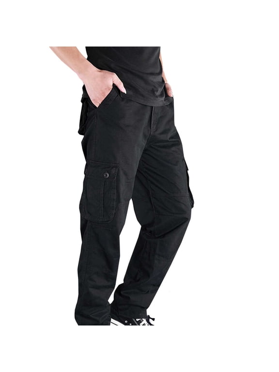 Big and Tall Men Windproof Ripstop Outdoor Cargo Pants Multi Secure Pockets Industrial Work Trousers XS-6XL