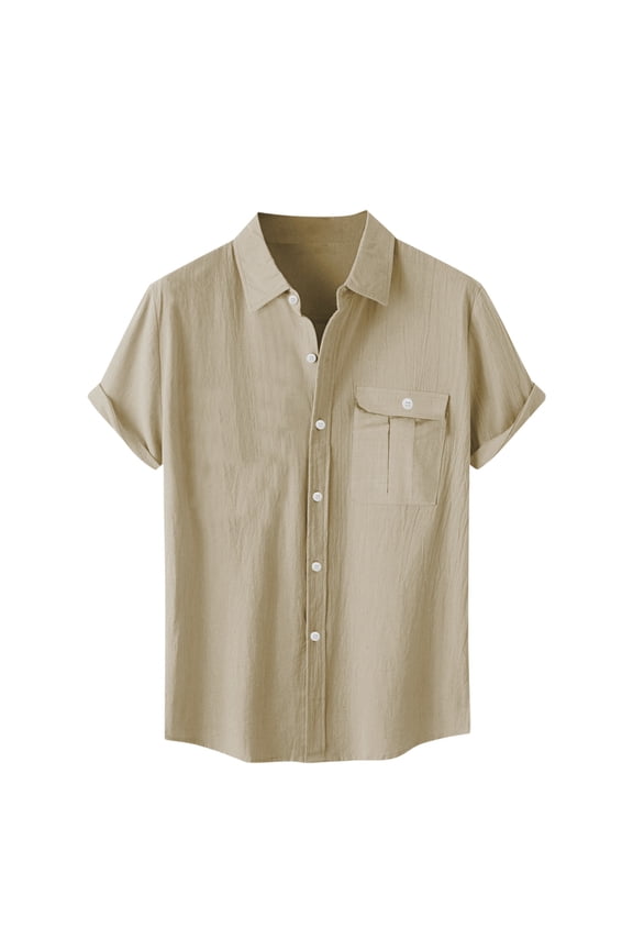 Big and Tall Men's Classic Solid Short Sleeve Shirt Casual Button Down with Pockets, S-5XL