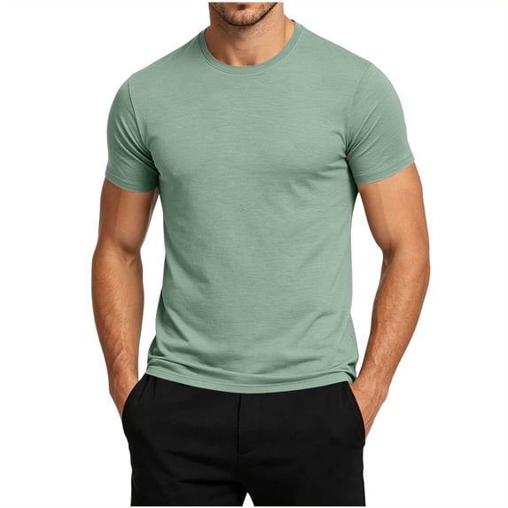 Luvrsol Big and Tall Men's T-shirts Solid Crew Neck Moisture Wicking Tops Short Sleeve Relaxed Fit Casual Tee S-4XL