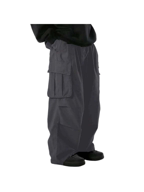 Big and Tall Men's Work Pants Solid Loose-Fit Straight-Leg Casual Cargo with Multiple Pockets, S-5XL