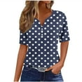 thumbnail image 1 of Luvrsol Blouses for Women Dressy Casual Polka Dot Printed V-neck Button T-shirt Loose, Size S-3XL, 1 of 5