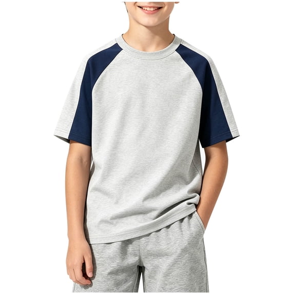 Luvrsol Boys' T-Shirt Unisex Kids Solid Basic Cotton Tees Loose Casual Everyday Tops 110-160