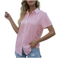 thumbnail image 1 of Luvrsol Button Down Shirts for Women Plus Size Casual Solid Short Sleeved Pocket Womens Tops Dressy Casual, S-5XL, 1 of 4