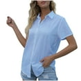 thumbnail image 1 of Luvrsol Button Down Shirts for Women Plus Size Casual Solid Short Sleeved Pocket Womens Tops Dressy Casual, S-5XL, 1 of 3