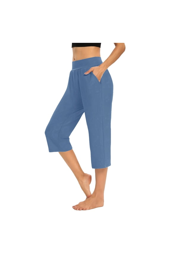 Capri Pants for Women Quick Dry Casual Solid High Rise Straight Leg 7/8 Capri Jeans, Size S-2XL