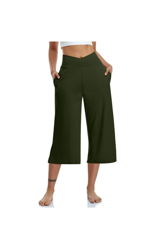 Capri Pants for Women Quick Dry Casual Solid High Rise Straight Leg 7/8 Capri Jeans, Size S-3XL