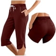 thumbnail image 1 of Luvrsol Capris Pants for Women Quick Dry Moisture Wicking Casual Solid High Waisted Straight Crop Pants, Size S-2XL, 1 of 6