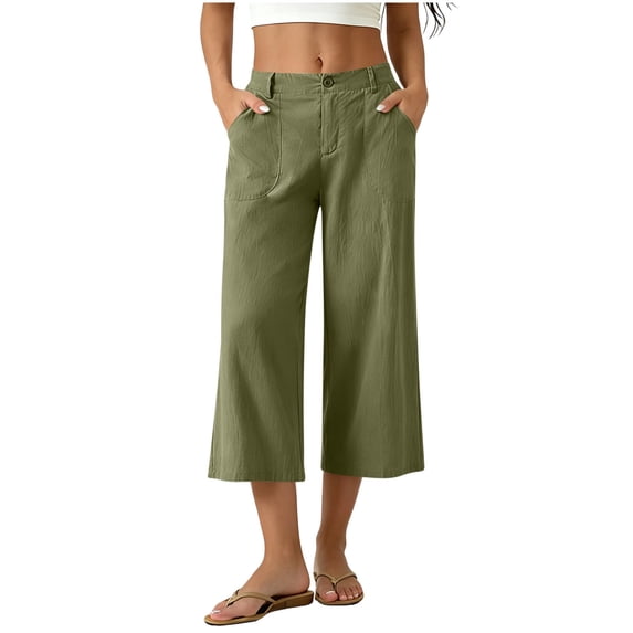 Luvrsol Capris for Women High Rise Wide Leg Capri Pants Loose Straight Leg Summer Casual S-2XL