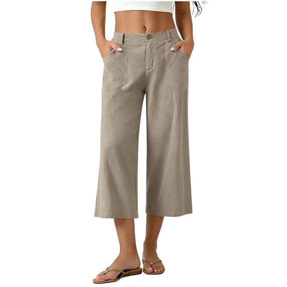 Luvrsol Capris for Women High Rise Wide Leg Capri Pants Loose Straight Leg Summer Casual S-2XL
