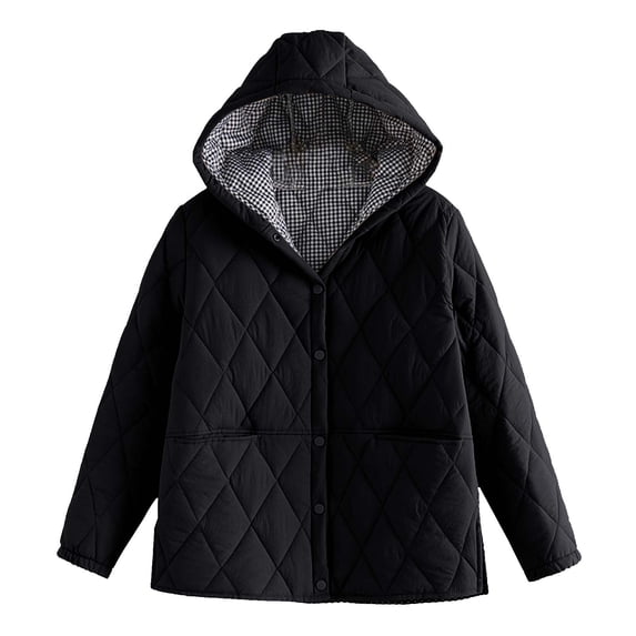 Luvrsol Coat for Women Winter Puffer Jacket Long Sleeve Quilted Padded Coat with Hood XL-4XL