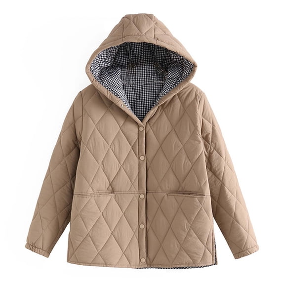 Luvrsol Coat for Women Winter Puffer Jacket Long Sleeve Quilted Padded Coat with Hood XL-4XL