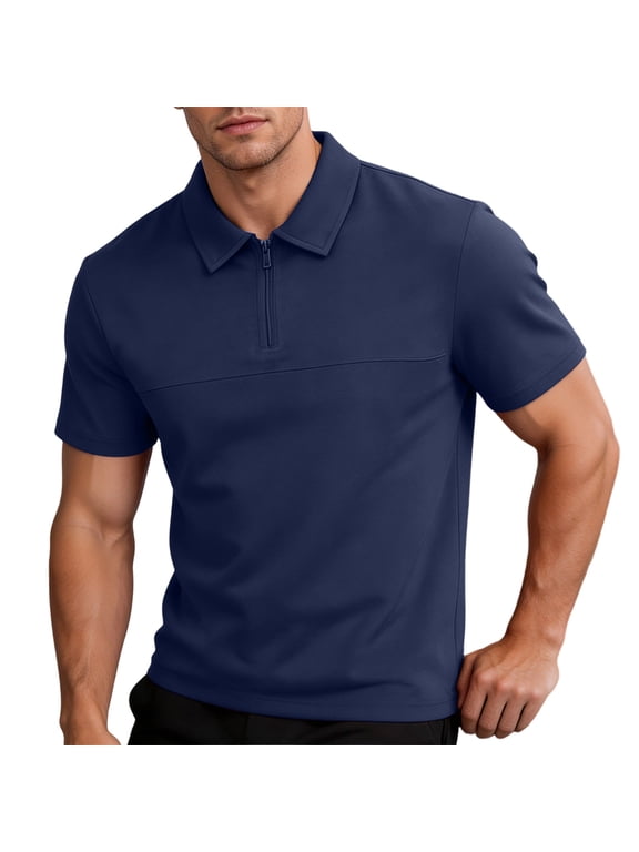 Cotton T Shirts for Men Big & Tall Plain Solid Basic Lapel Collar Soft Cotton Everyday Wear Shirts M-4XL