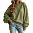 thumbnail image 1 of Luvrsol Crewneck Sweatshirts Women Oversized Long Sleeve Drop Shoulder Pullover Casual Loose Solid Tops, Army Green S-2XL, 1 of 6