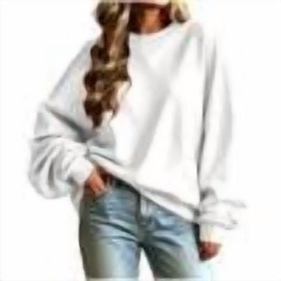 Luvrsol Crewneck Sweatshirts Women Oversized Long Sleeve Drop Shoulder Pullover Casual Loose Solid Tops, White S-2XL