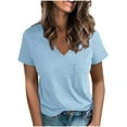 thumbnail image 1 of Luvrsol Crop Tops for Women V-neck Raglan Shoulder Split Short-Sleeved Solid Casual T-shirts Blouses, Size S-2XL, 1 of 6