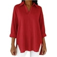 thumbnail image 1 of Luvrsol Dressy Tops for Women Solid Tunic Length Long Sleeve Top Soft Cotton Loose Casual Outfits S-2XL, 1 of 5