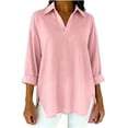 thumbnail image 1 of Luvrsol Dressy Tops for Women Solid Tunic Length Long Sleeve Top Soft Cotton Loose Casual Outfits S-2XL, 1 of 5