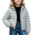 thumbnail image 1 of Luvrsol Girls Cropped Horizontal Quilted Hooded Puffer Jacket, Zip‑Up Lightweight Kids Casual Outerwear 100-150, 1 of 6