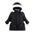 thumbnail image 1 of Luvrsol Girls Faux Fur Trim Hood Winter Puffer Coat, Mid‑Length Zip‑Up Kids Cold Weather Outerwear 100-140, 1 of 4