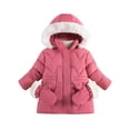 thumbnail image 1 of Luvrsol Girls Faux Fur Trim Hood Winter Puffer Coat, Mid‑Length Zip‑Up Kids Cold Weather Outerwear 100-140, 1 of 4