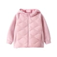 thumbnail image 1 of Luvrsol Girls Quilted Hooded Jacket, Zip‑Up Mixed Fabric Warm Casual Outerwear for Kids 110-170, 1 of 4