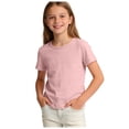 thumbnail image 1 of Luvrsol Girls' T-Shirt Unisex Kids Solid Basic Light Cotton Crew Neck Simple School Shirts 100-160, 1 of 7