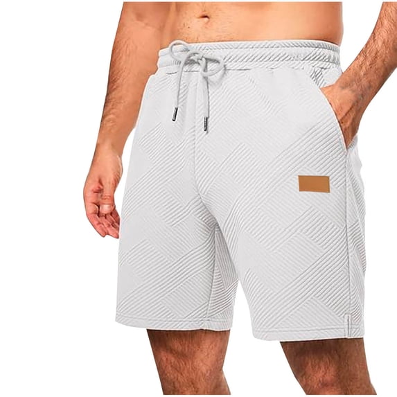 Luvrsol Gym Shorts Men Breathable Solid Casual Draw Rope Waist Beach Pockets Short, Size S-2XL
