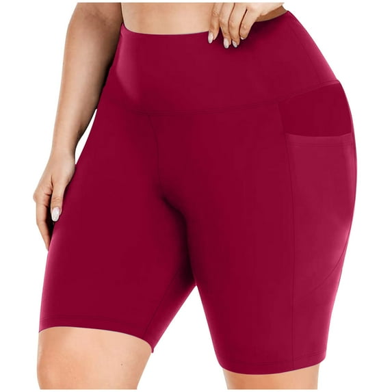 Luvrsol Gym Shorts Women Plus Drying Elastic Yoga Shorts with Bottom Pockets, Size XL-5XL