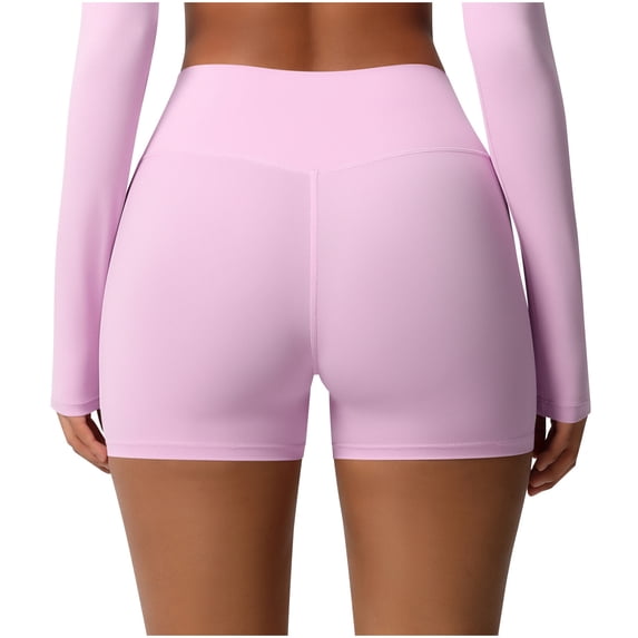 Luvrsol Gym Shorts Women Solid High Waisted Butt-Lifting Stretch Nude-Colored Short, Size S-XL