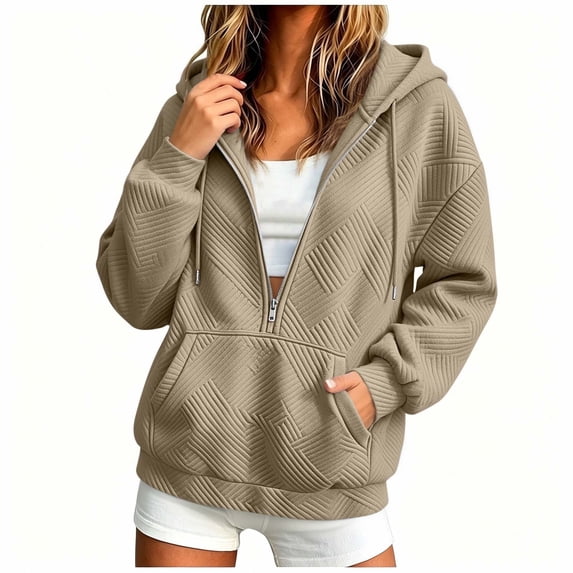 Luvrsol Hoodies for Women Zip Front Sweatshirt Jacket Drawstring Outerwear with Pockets Outdoor Daily S-2XL