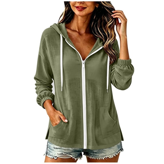 Luvrsol Hoodiess for Women Long Sleeve Hoodie Jacket Full Zip Lightweight Outerwear with Pockets S-2XL