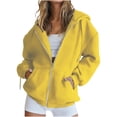 thumbnail image 1 of Luvrsol Hoodiess for Women Plus Size Basic Casual Hooded Zip Jacket Drawstring Pockets Sweat Top with Pockets S-5XL, 1 of 6
