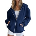 thumbnail image 1 of Luvrsol Hoodiess for Women Plus Size Basic Casual Hooded Zip Jacket Drawstring Pockets Sweat Top with Pockets S-5XL, 1 of 6