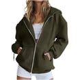 thumbnail image 1 of Luvrsol Hoodiess for Women Plus Size Basic Casual Hooded Zip Jacket Drawstring Pockets Sweat Top with Pockets S-5XL, 1 of 6