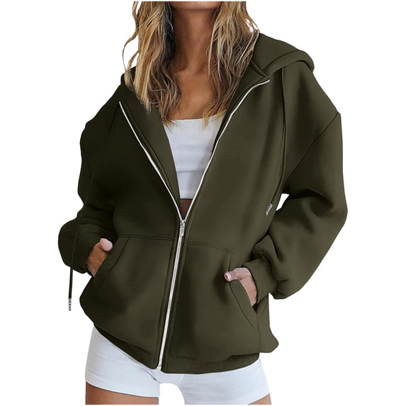 Luvrsol Hoodiess for Women Plus Size Basic Casual Hooded Zip Jacket Drawstring Pockets Sweat Top with Pockets S-5XL