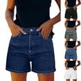 thumbnail image 1 of Luvrsol Jean Shorts Womens Casual Stretch High Waisted Button Fly Denim with Pockets, Size S-3XL, 1 of 10