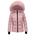 thumbnail image 1 of Luvrsol Kids Faux Fur Hooded Puffer Jacket, Zip‑Up Short Cold‑Weather Outerwear for Boys Girls 120-160, 1 of 3