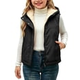 thumbnail image 1 of Luvrsol Kids Open‑Front Hooded Puffer Vest Sleeveless Lightweight Quilted Layering Gilet for Boys Girls, Black 110, 1 of 7