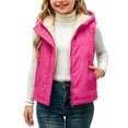 thumbnail image 1 of Luvrsol Kids Open‑Front Hooded Puffer Vest Sleeveless Lightweight Quilted Layering Gilet for Boys Girls, Hot Pink 150, 1 of 7