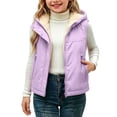 thumbnail image 1 of Luvrsol Kids Open‑Front Hooded Puffer Vest Sleeveless Lightweight Quilted Layering Gilet for Boys Girls, Purple 150, 1 of 7